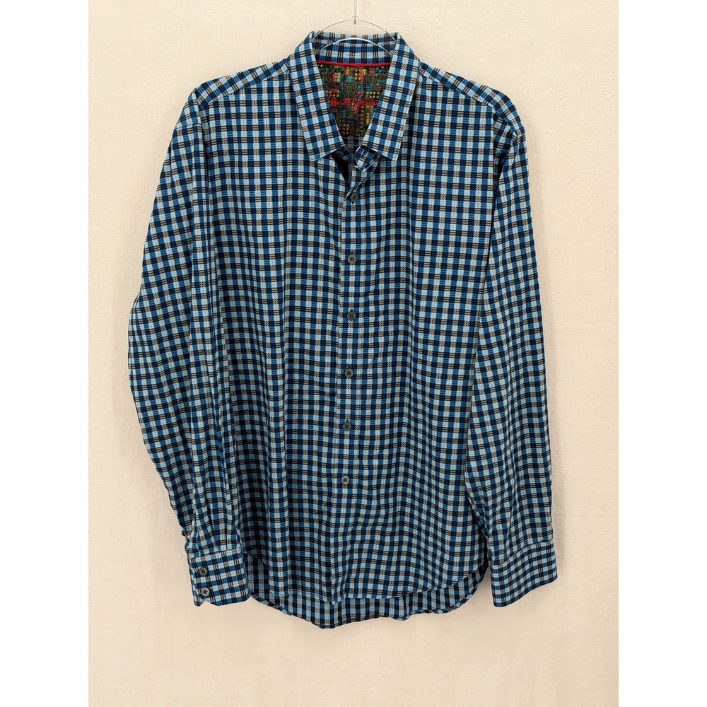 Robert Graham Shirt Mens Large Blue Plaid Button Up Classic Fit Preppy Office - Picture 1 of 9
